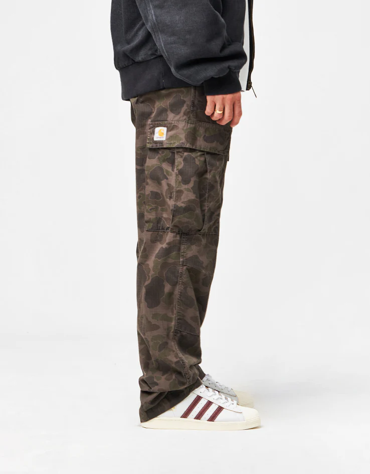 Carhartt WIP Duck Cargo Pant - Camo Duck/Green/Porphyry (Garment Dyed) - Image 3