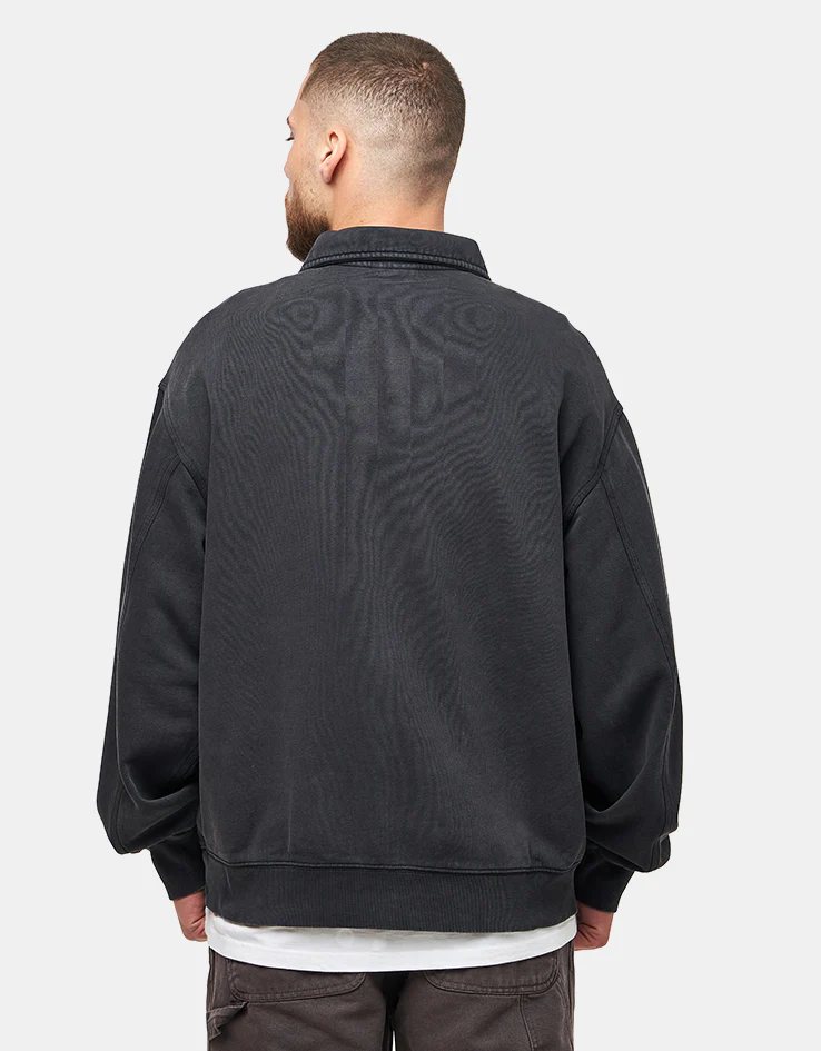 Carhartt WIP Half Zip Detroit Sweat - Black (Stone Washed) - Image 2