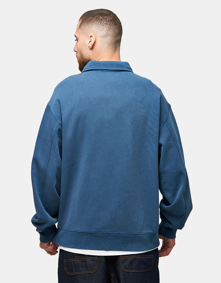 Carhartt WIP Half Zip Detroit Sweat - Blue River (Stone Washed) - Image 3