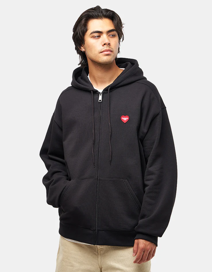 Carhartt WIP Heart II Hartt Hooded Sweat Jacket - Black - Image 2