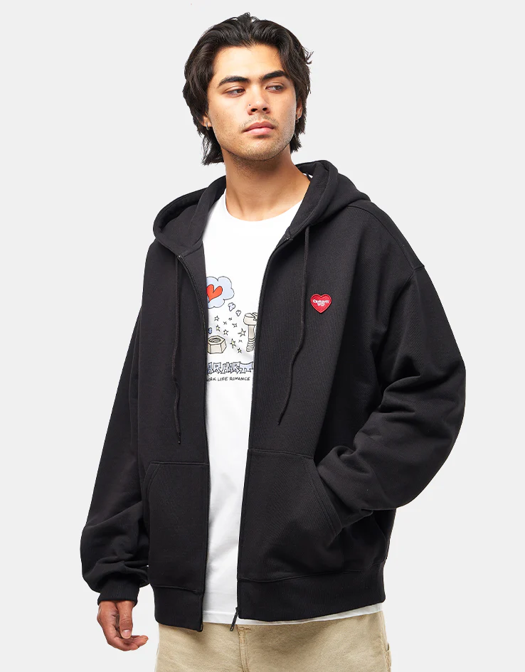 Carhartt WIP Heart II Hartt Hooded Sweat Jacket - Black - Image 3