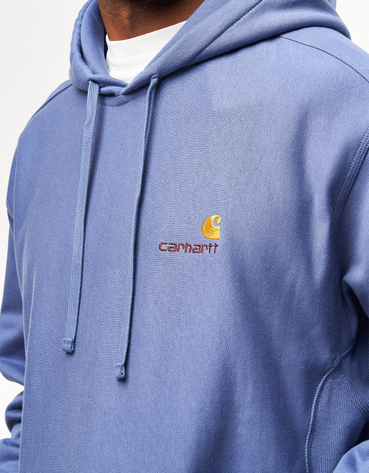 Carhartt WIP Hooded American Script Sweatshirt - Blue Iris - Image 3
