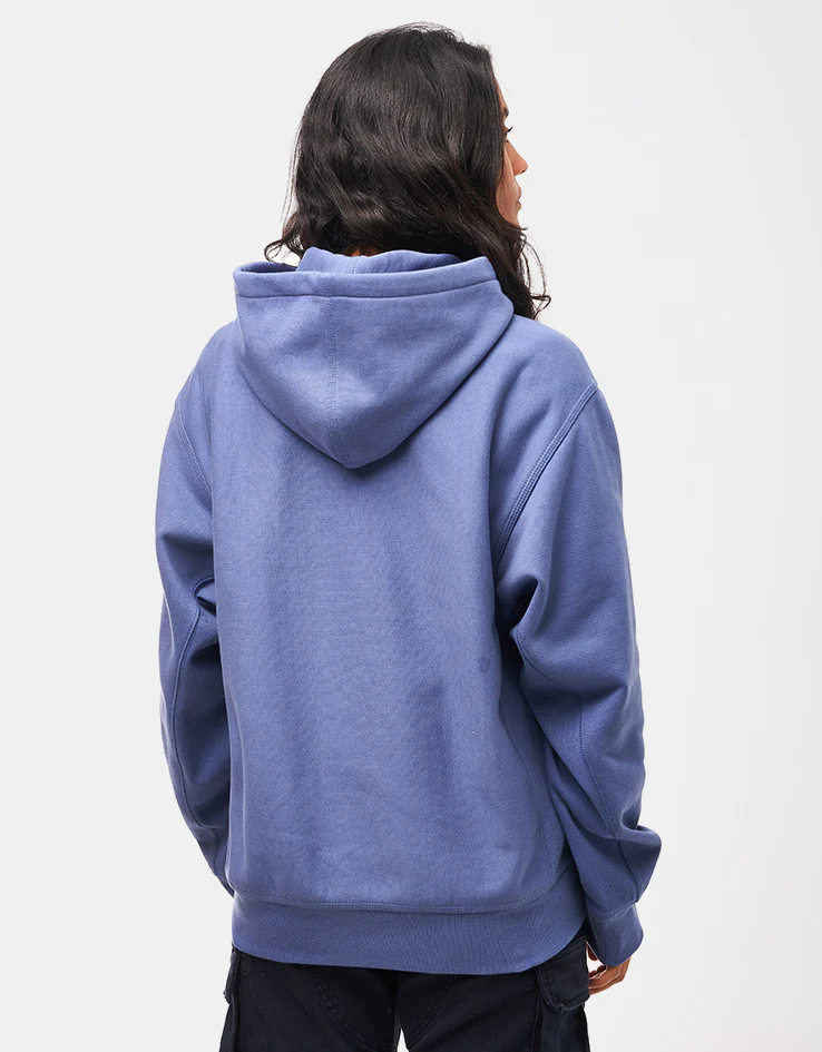 Carhartt WIP Hooded American Script Sweatshirt - Blue Iris - Image 7