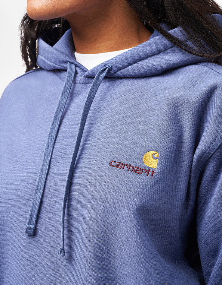 Carhartt WIP Hooded American Script Sweatshirt - Blue Iris - Image 8