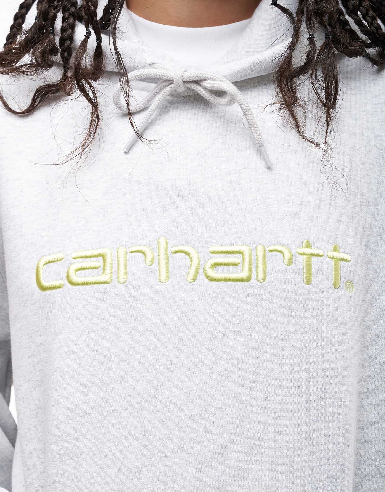 Carhartt WIP Hooded Carhartt Sweatshirt - Ash Heather/Air Green - Image 11