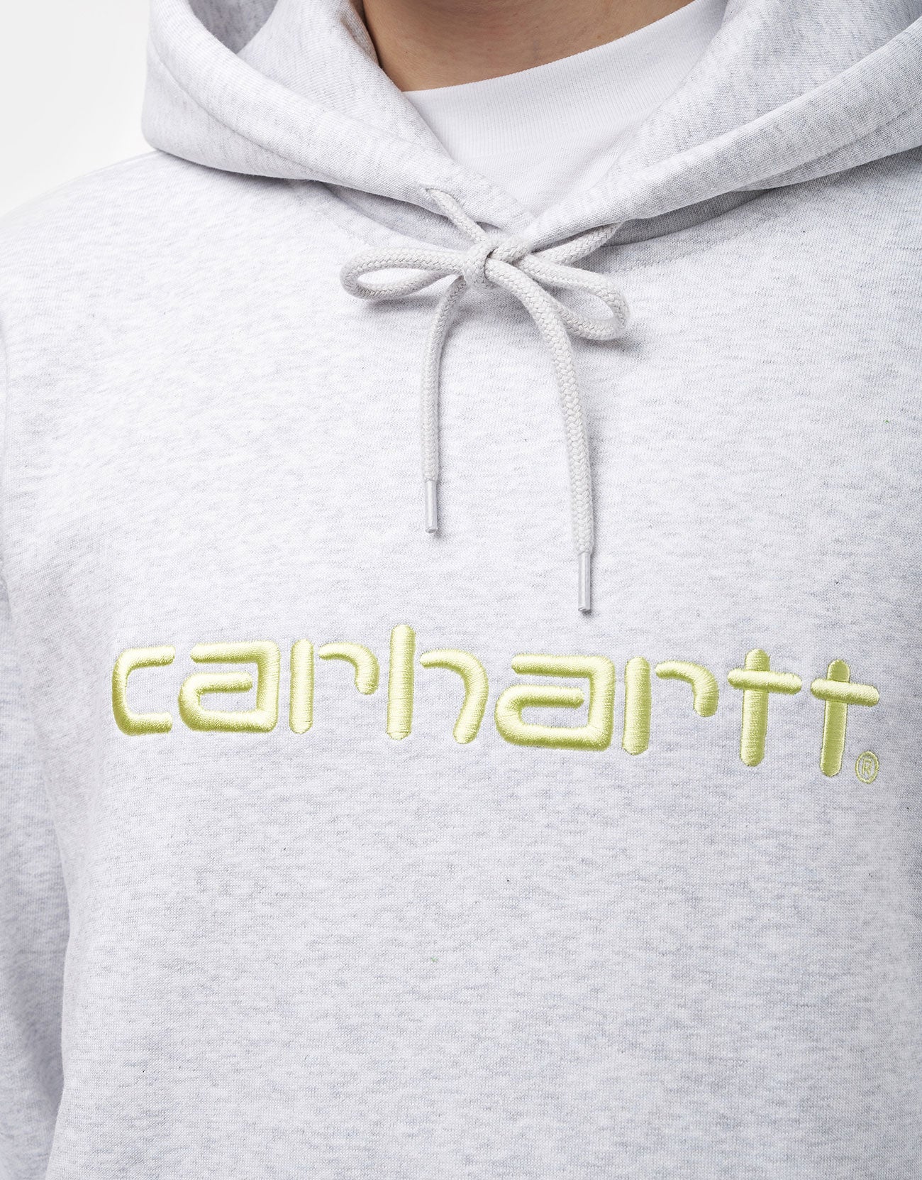 Carhartt WIP Hooded Carhartt Sweatshirt - Ash Heather/Air Green - Image 2