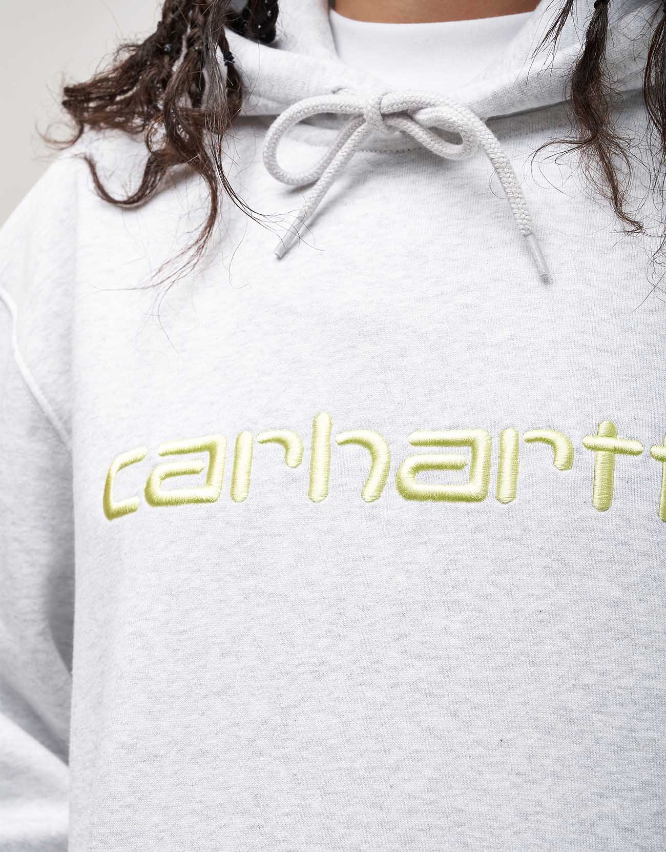 Carhartt WIP Hooded Carhartt Sweatshirt - Ash Heather/Air Green - Image 8