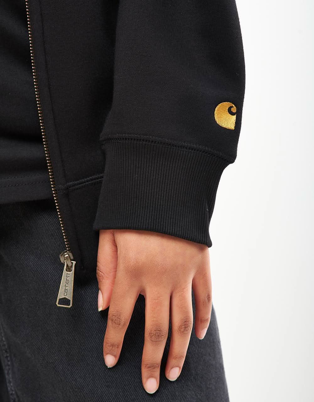 Carhartt WIP Hooded Chase Jacket - Black/Gold - Image 10