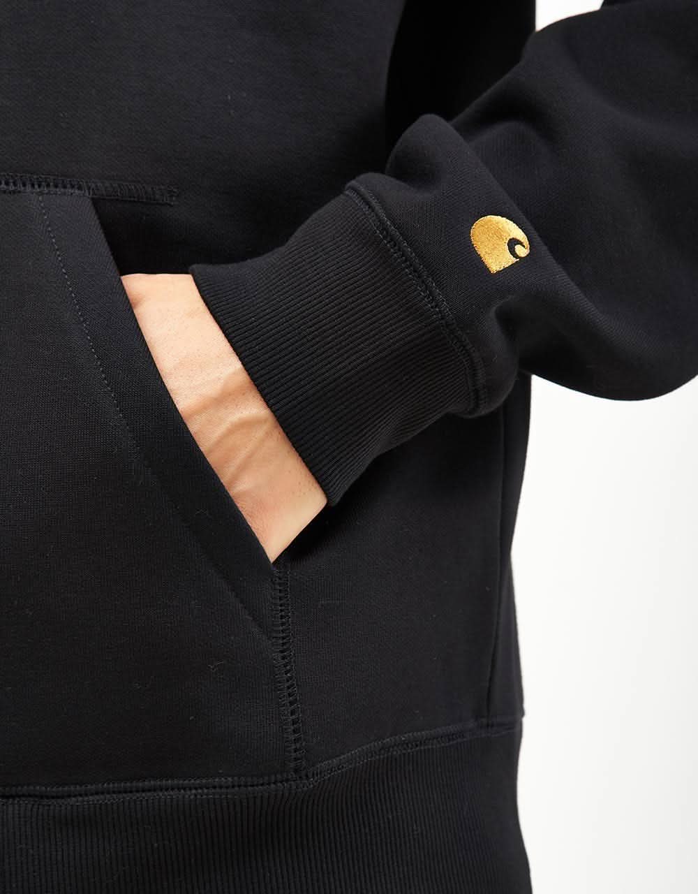 Carhartt WIP Hooded Chase Jacket - Black/Gold - Image 6
