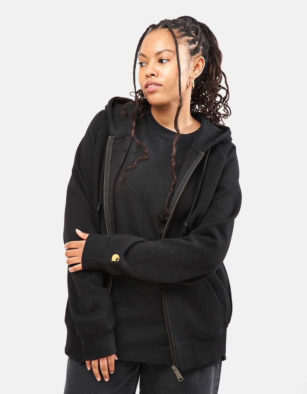 Carhartt WIP Hooded Chase Jacket - Black/Gold - Image 7