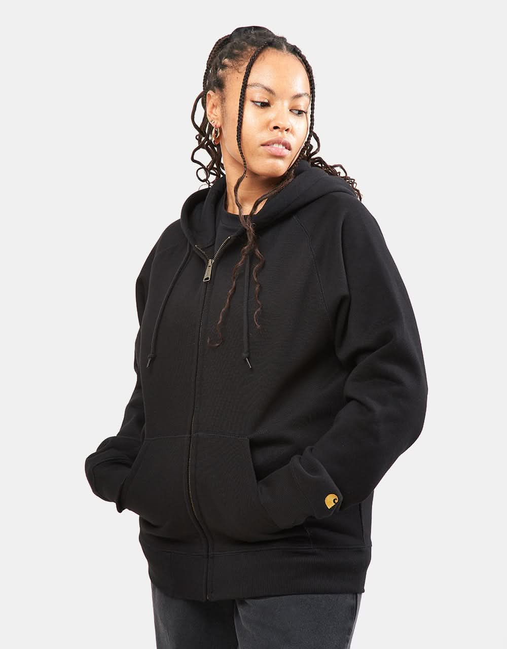 Carhartt WIP Hooded Chase Jacket - Black/Gold - Image 8