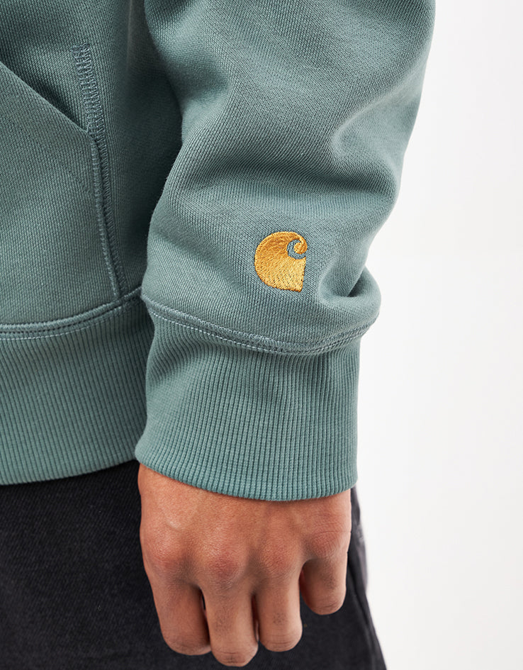 Carhartt WIP Hooded Chase Jacket - Silver Pine/Gold - Image 5