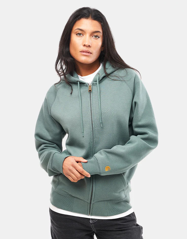 Carhartt WIP Hooded Chase Jacket - Silver Pine/Gold - Image 7