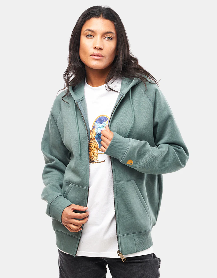 Carhartt WIP Hooded Chase Jacket - Silver Pine/Gold - Image 8