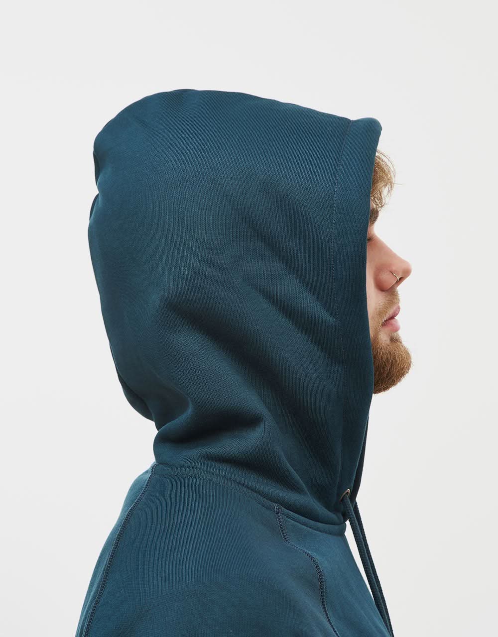 Carhartt WIP Hooded Chase Sweatshirt - Duck Blue/Gold - Image 4