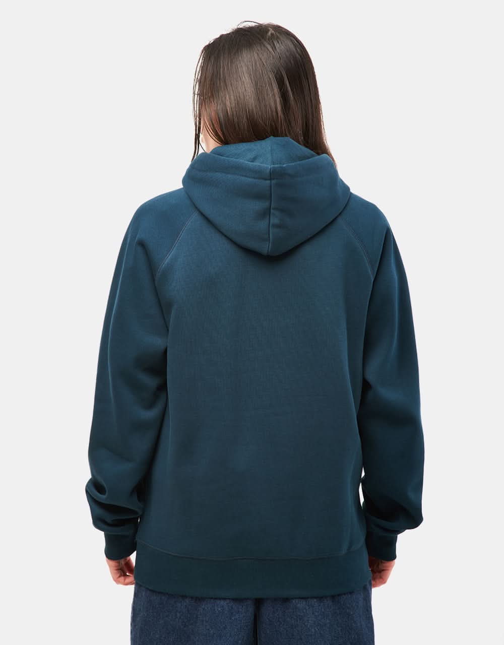 Carhartt WIP Hooded Chase Sweatshirt - Duck Blue/Gold - Image 6