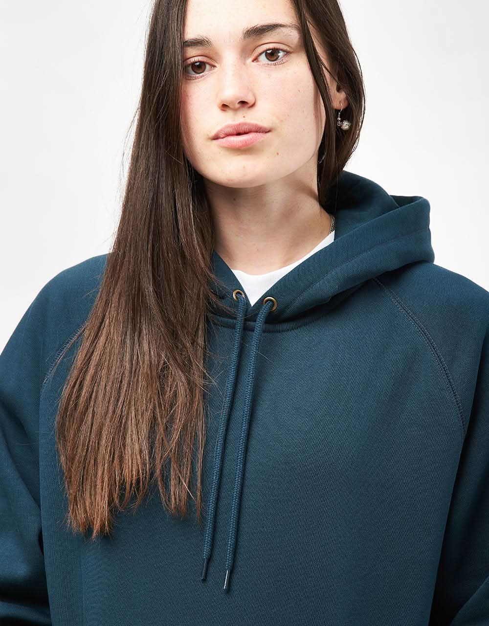 Carhartt WIP Hooded Chase Sweatshirt - Duck Blue/Gold - Image 7