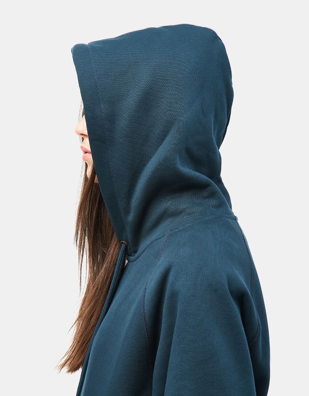 Carhartt WIP Hooded Chase Sweatshirt - Duck Blue/Gold - Image 8