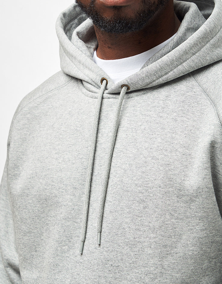 Carhartt WIP Hooded Chase Sweatshirt - Grey Heather/Gold - Image 4