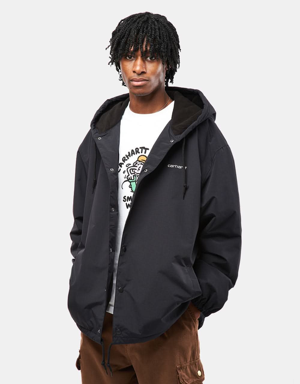 Carhartt WIP Hooded Coach Jacket - Black/White - Image 3