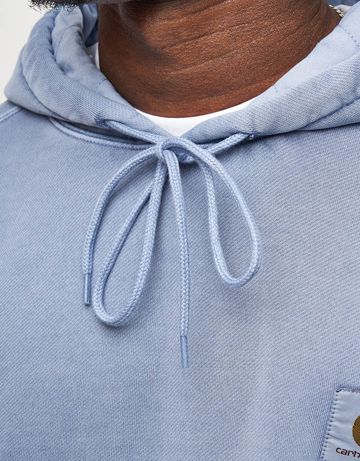 Carhartt WIP Hooded Nelson Sweat - Gentle Blue (Garment Dyed) - Image 4