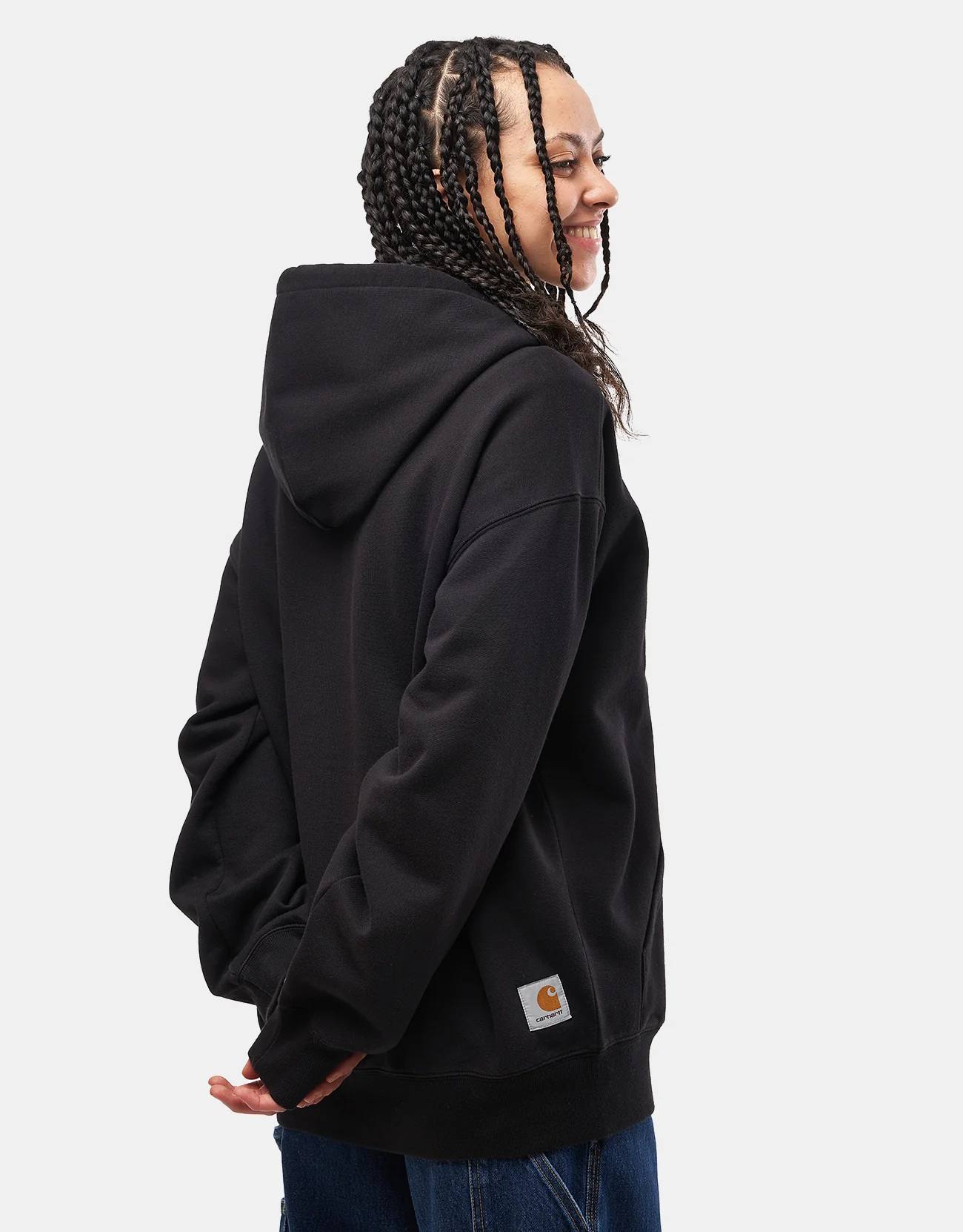 Carhartt WIP Hooded WIP Sweatshirt Jacket - Black (Stone Washed) - Image 10