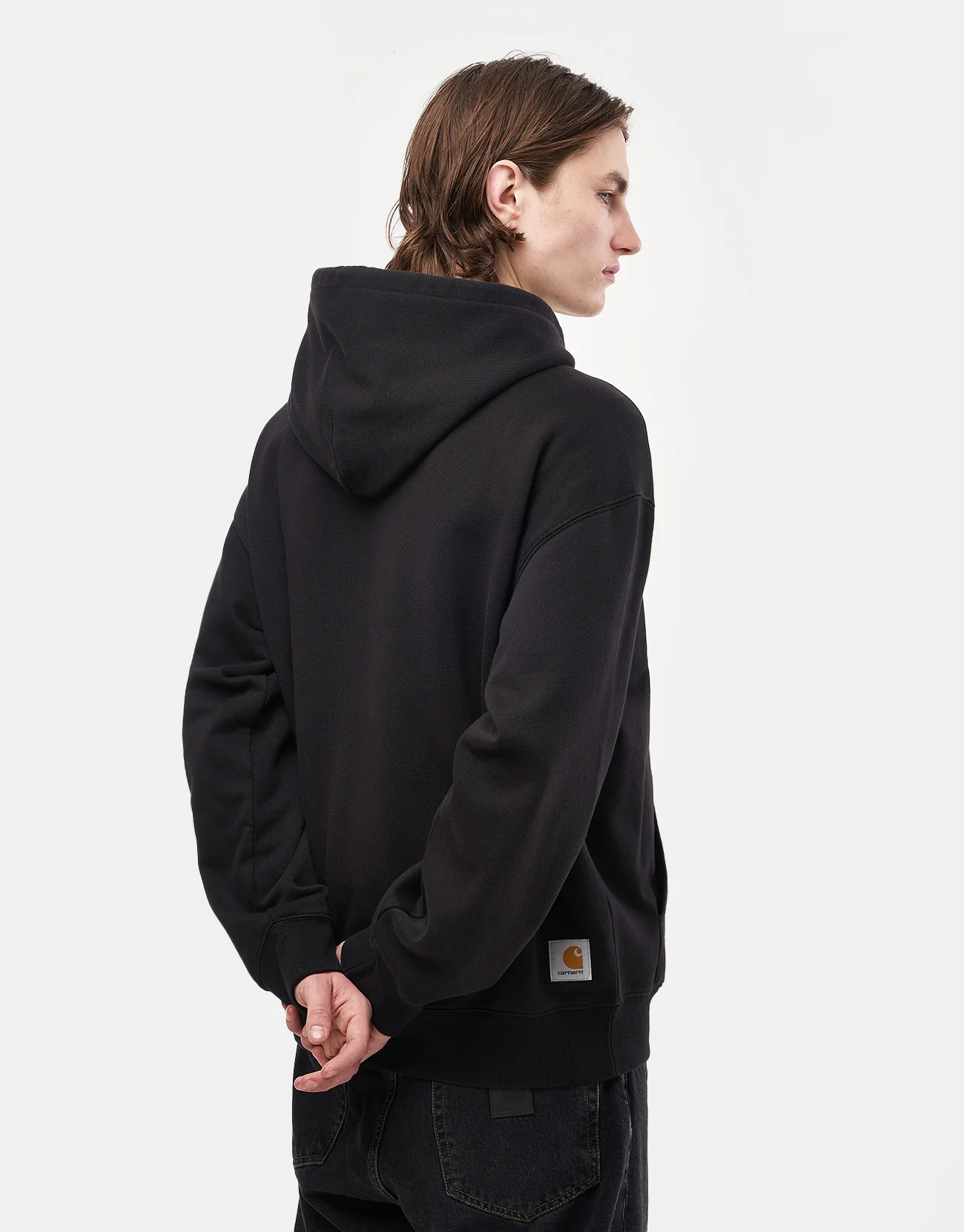 Carhartt WIP Hooded WIP Sweatshirt Jacket - Black (Stone Washed) - Image 3