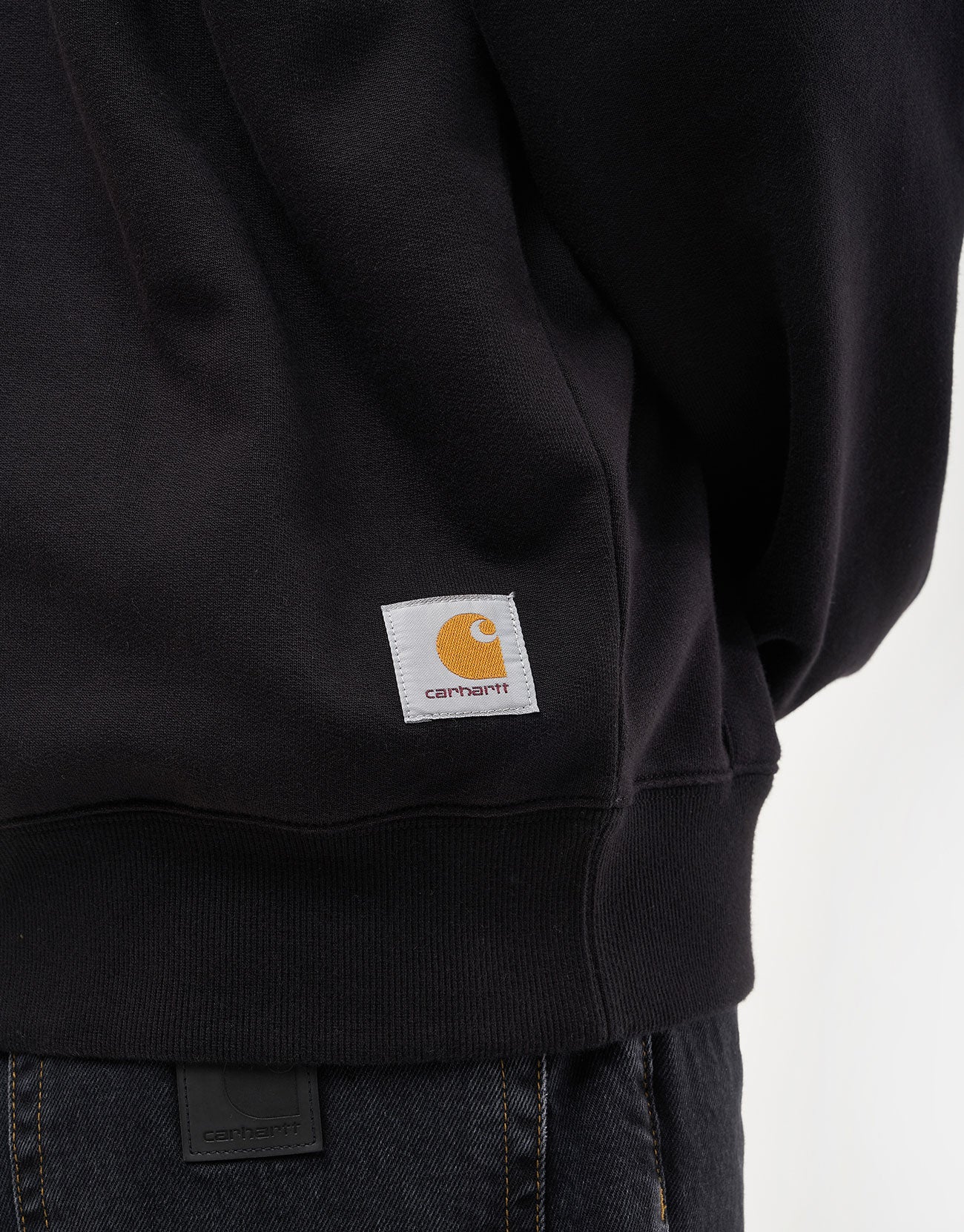 Carhartt WIP Hooded WIP Sweatshirt Jacket - Black (Stone Washed) - Image 4