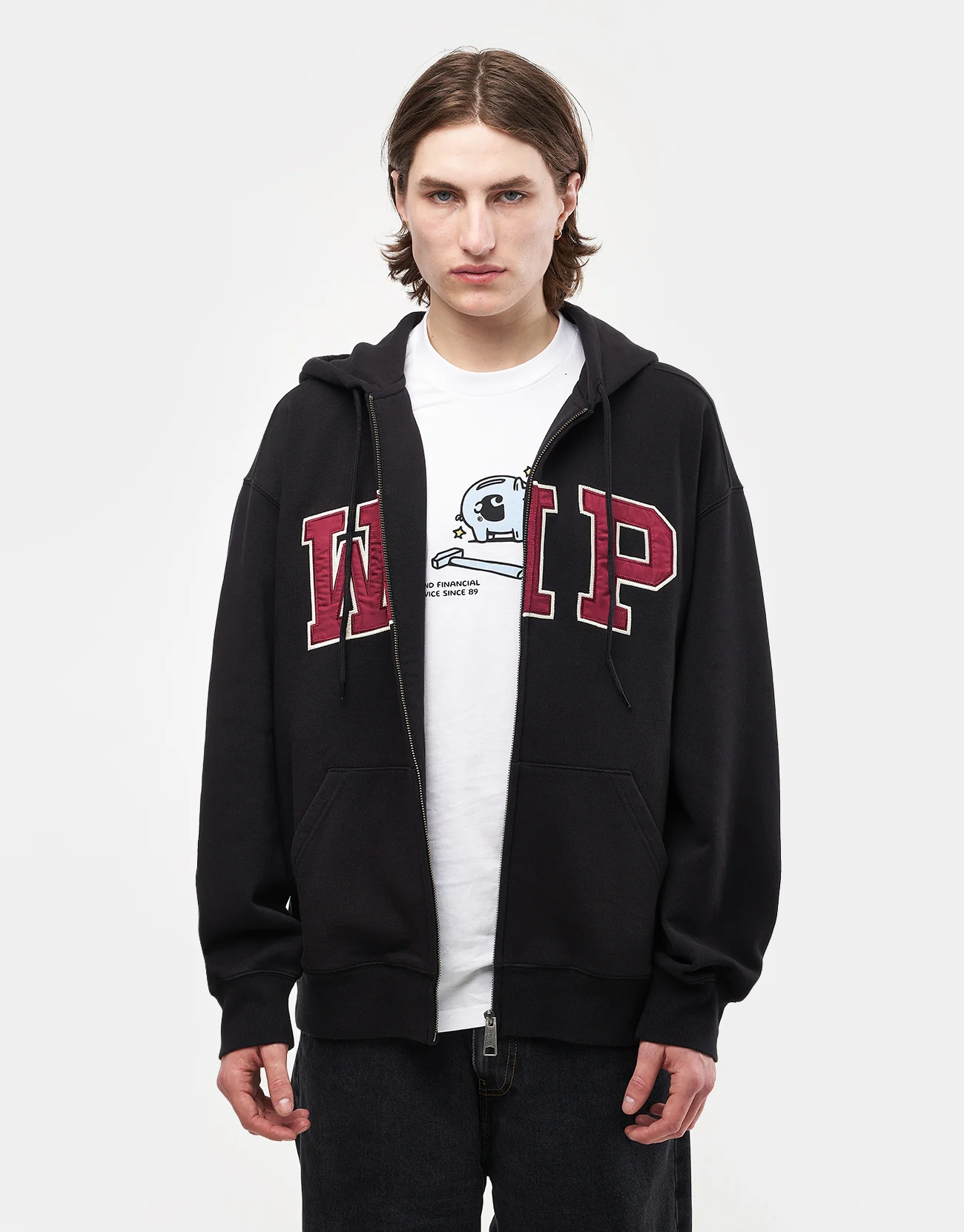 Carhartt WIP Hooded WIP Sweatshirt Jacket - Black (Stone Washed) - Image 7