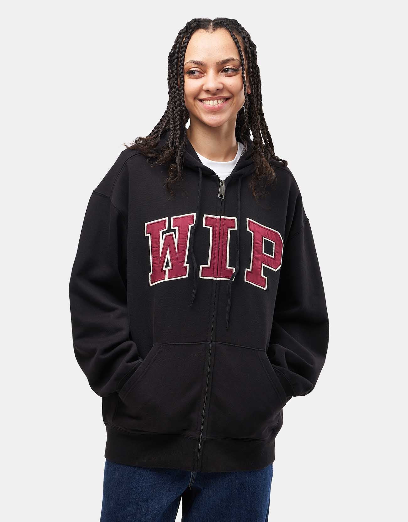 Carhartt WIP Hooded WIP Sweatshirt Jacket - Black (Stone Washed) - Image 8