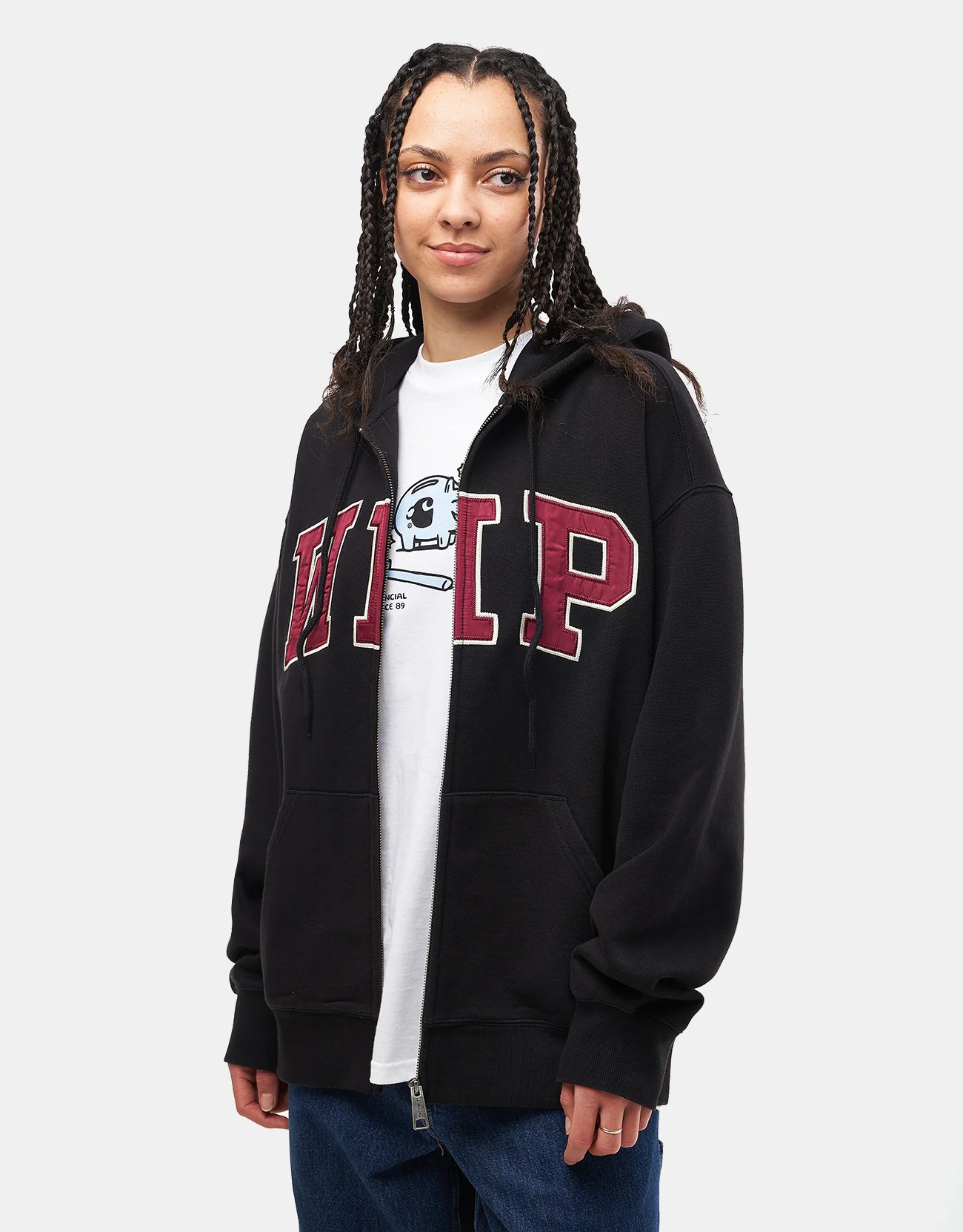 Carhartt WIP Hooded WIP Sweatshirt Jacket - Black (Stone Washed) - Image 9