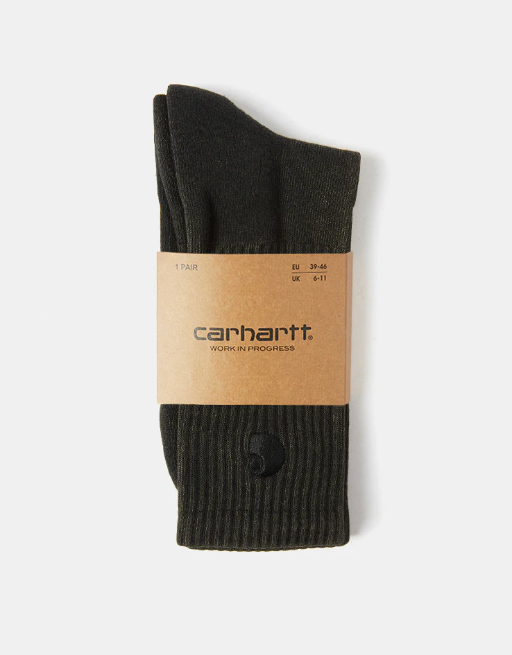 Carhartt WIP Hudson Crew Socks - Black/Chalk Wash - Image 2