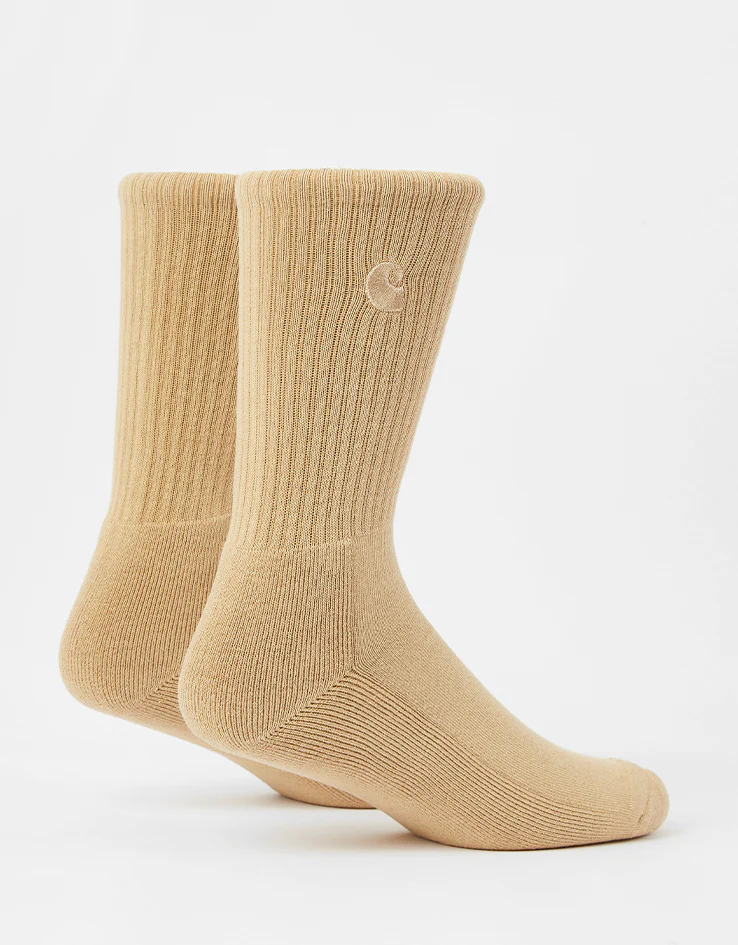 Carhartt WIP Hudson Crew Socks - Dusty H Brown/Chalk Wash - Image 3