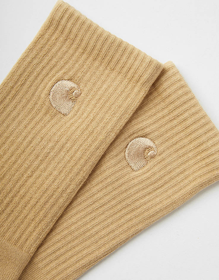Carhartt WIP Hudson Crew Socks - Dusty H Brown/Chalk Wash - Image 4