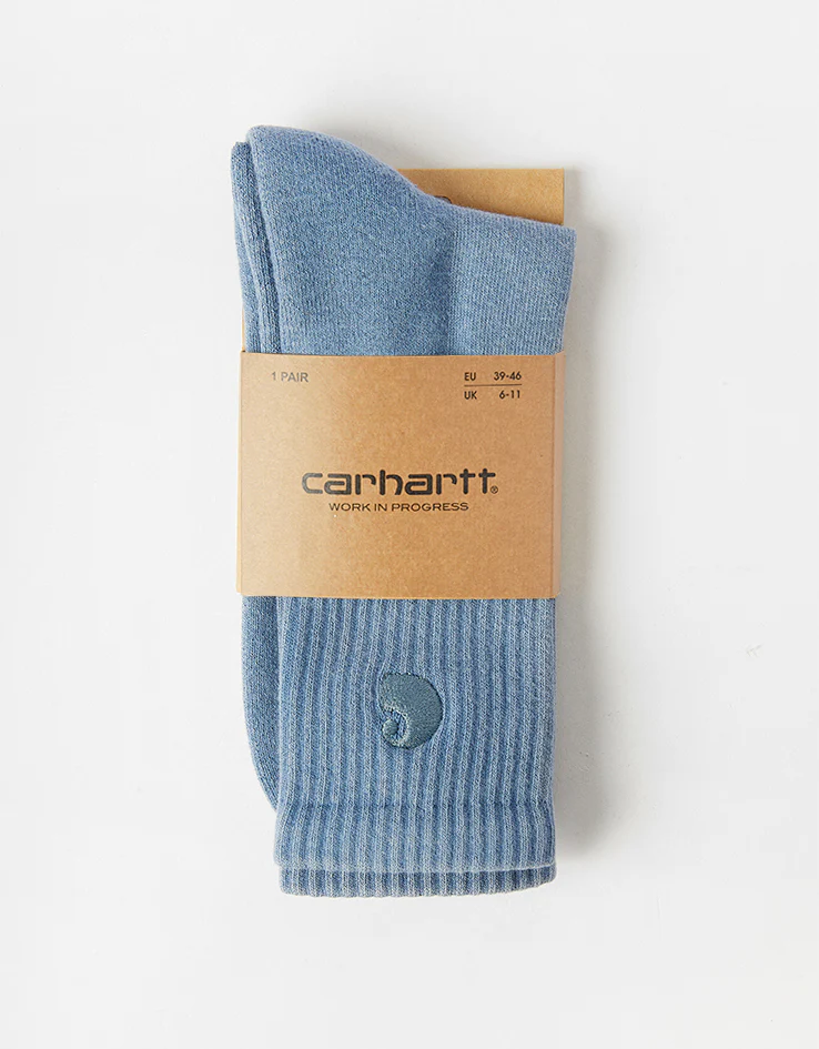 Carhartt WIP Hudson Crew Socks - Sorrent/Chalk Wash - Image 2