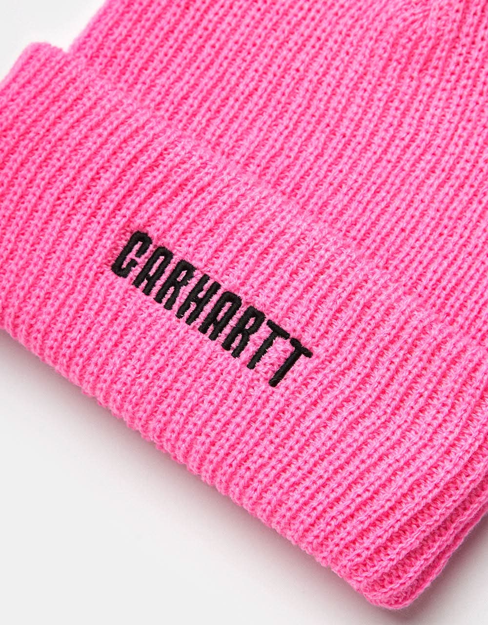 Carhartt WIP Industry Beanie - Lumo Pink/Black - Image 2