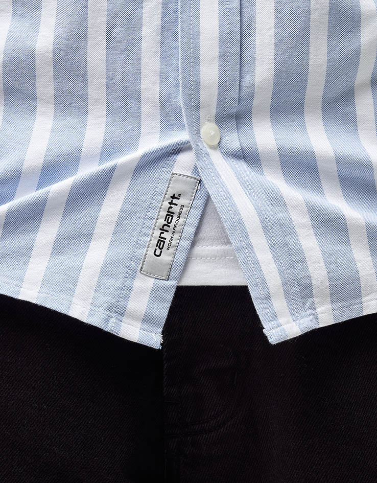 Carhartt WIP L/S Deven Shirt - Deven Stripe/Bleach/White - Image 5