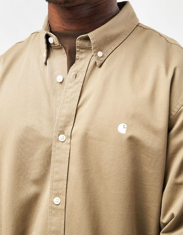 Carhartt WIP L/S Madison Shirt - Leather/White - Image 4