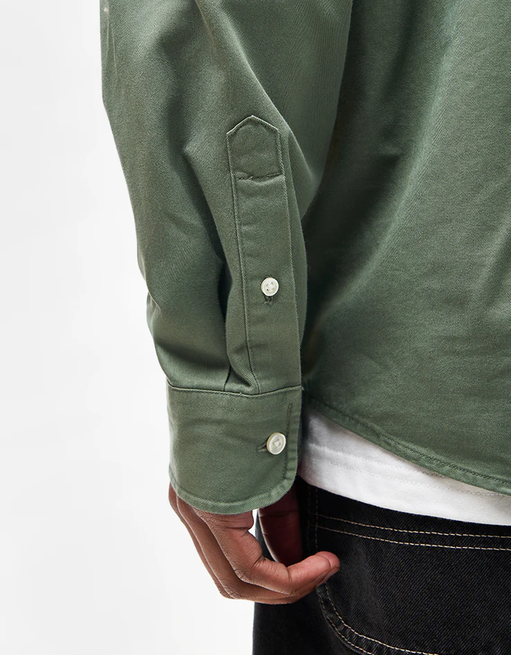 Carhartt WIP L/S Madison Shirt - Park/White - Image 5