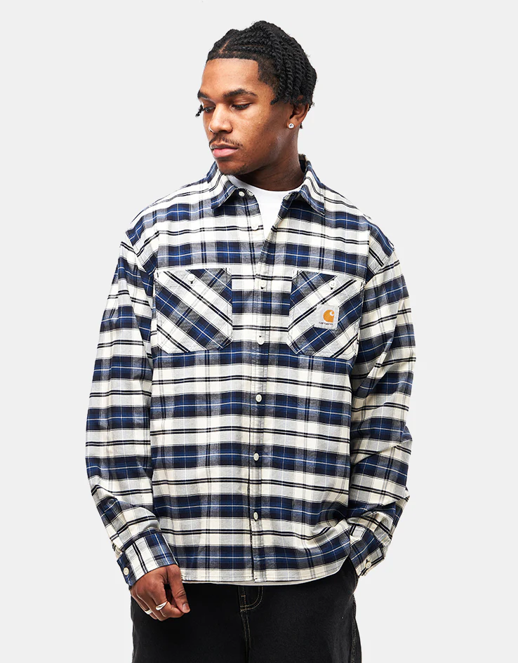 Carhartt WIP L/S Tarbell Shirt - Tarbell Check/Dark Navy/White - Image 2