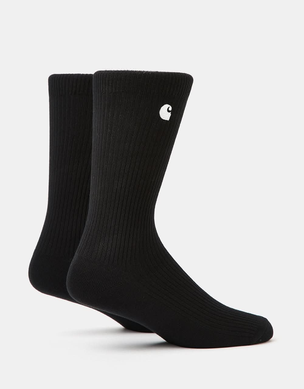 Carhartt WIP Madison 2 Pack Crew Socks - Black/White - Image 5