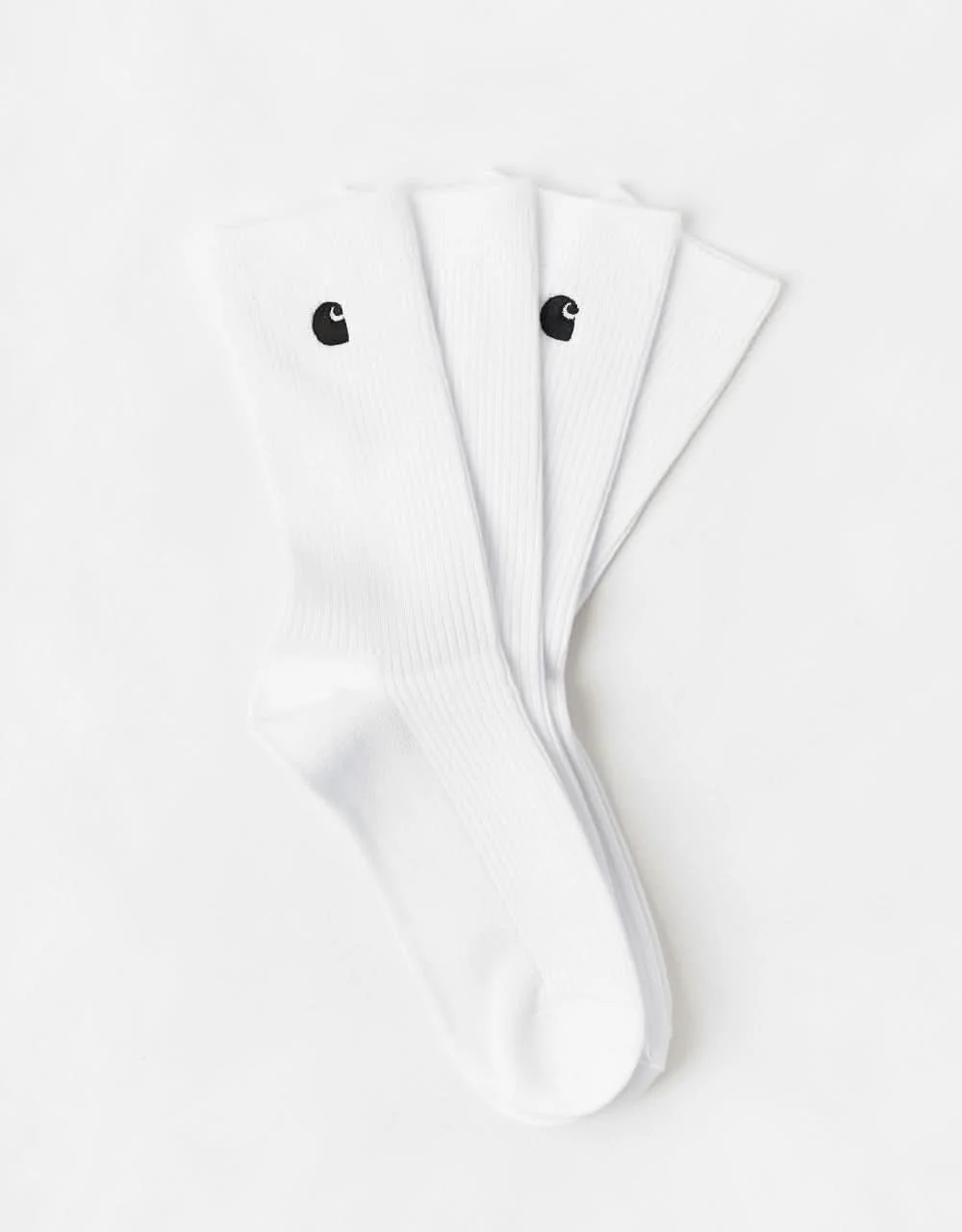 Carhartt WIP Madison 2 Pack Crew Socks - White/Black - Image 3