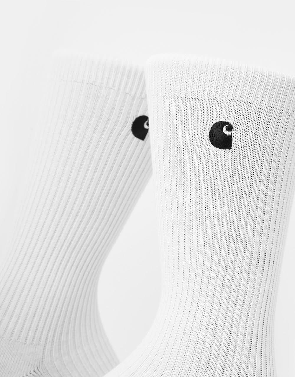 Carhartt WIP Madison 2 Pack Crew Socks - White/Black - Image 6