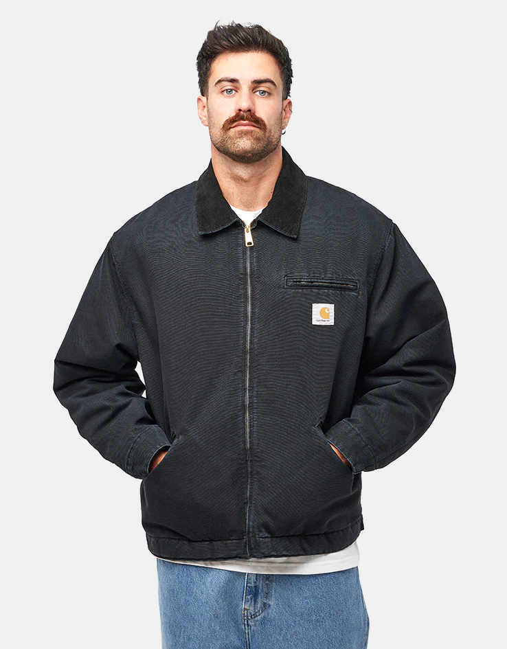 Carhartt WIP OG Detroit Jacket - Black/Black (Stone Canvas) - Image 2