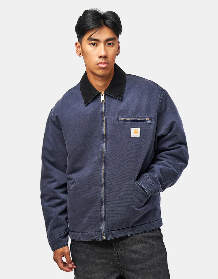 Carhartt WIP OG Detroit Jacket - Dark Navy/Black (Stone Canvas) - Image 3