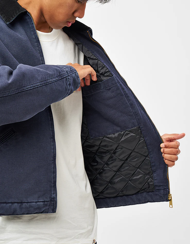 Carhartt WIP OG Detroit Jacket - Dark Navy/Black (Stone Canvas) - Image 7
