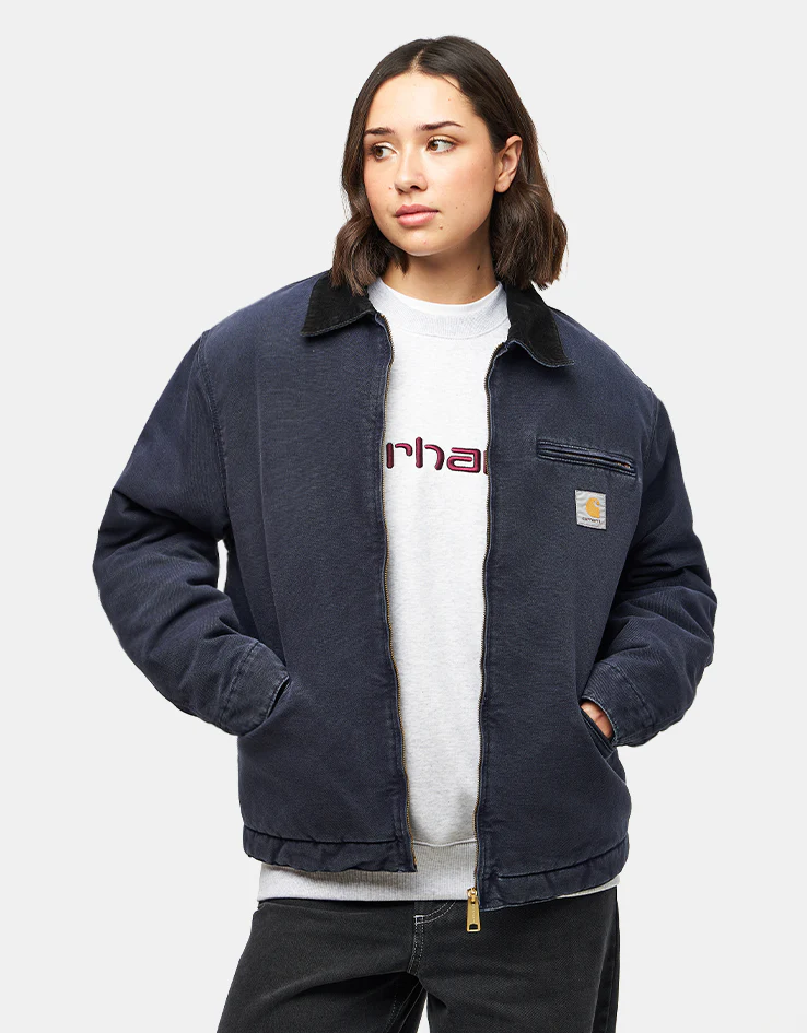 Carhartt WIP OG Detroit Jacket - Dark Navy/Black (Stone Canvas) - Image 8