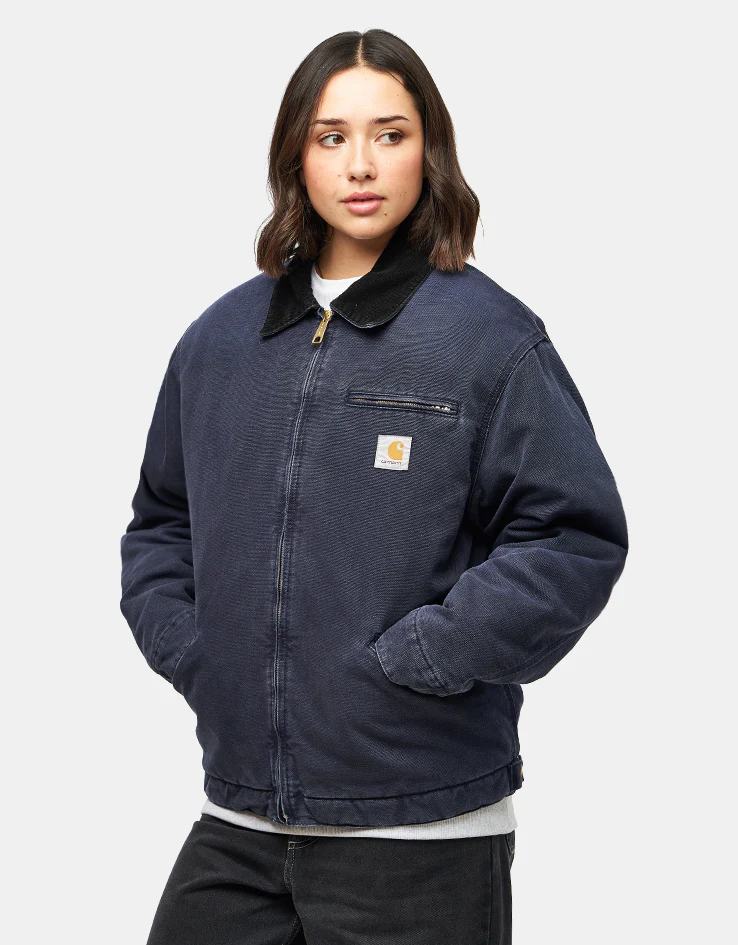 Carhartt WIP OG Detroit Jacket - Dark Navy/Black (Stone Canvas) - Image 9