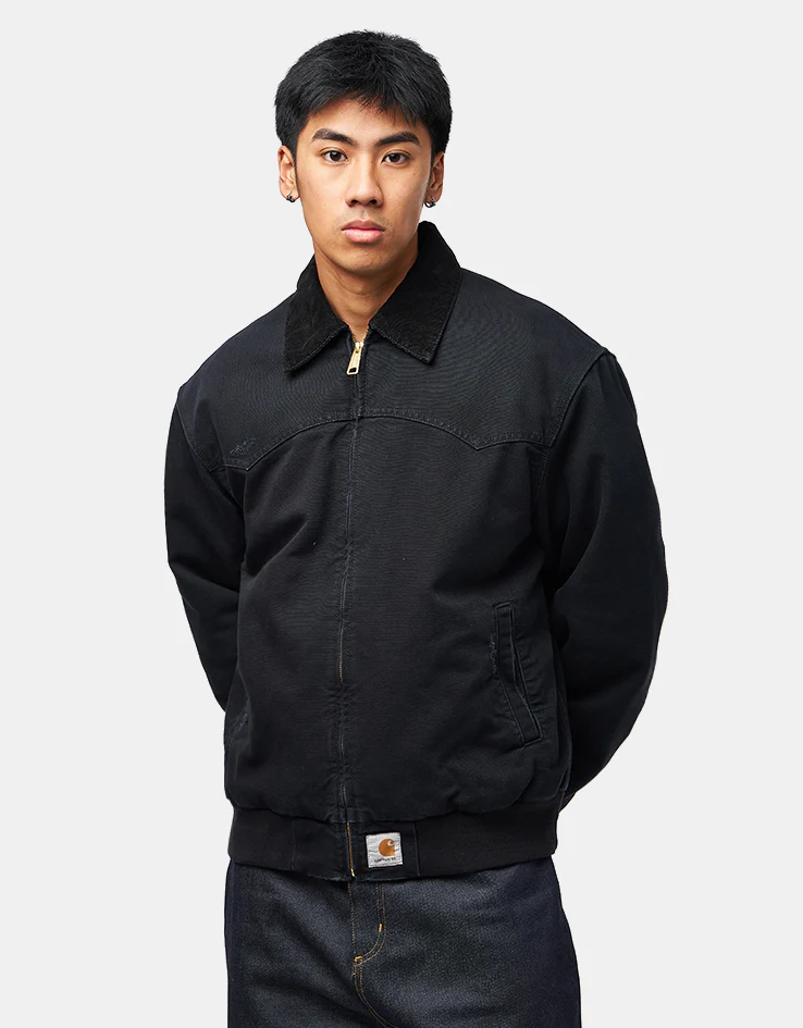 Carhartt WIP OG Santa Fe Jacket - Black/Black (Grind Wash) - Image 2