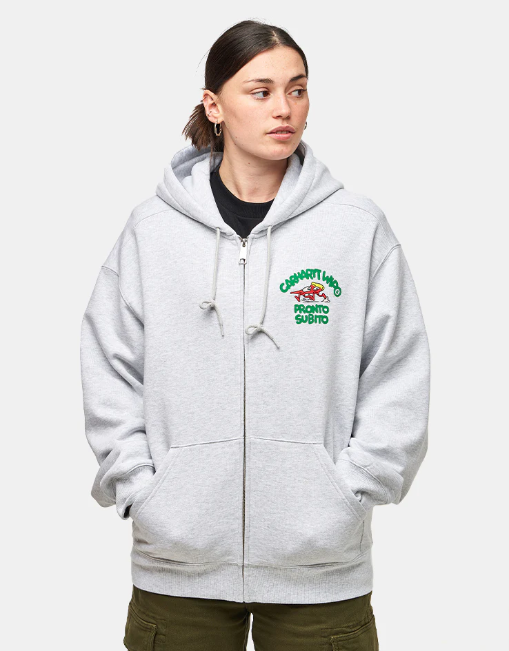 Carhartt WIP Pronto Hooded Sweatshirt Jacket - Ash Heather - Image 8